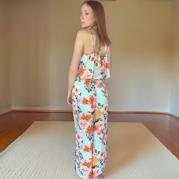 NEW Two piece outfit floral print pants flared top summer outfit - Picture 2 of 4